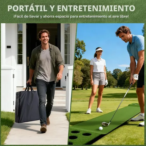 Vista 4 de Wekin Alfombra de práctica de golf para interiores con 2 putters, 2 bolas, 12 cubiertas de hoyo, tapete de entrenamiento de golf para juego