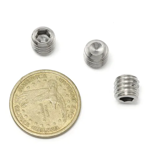 Vista 4 de Tornillos de fijación de 3/8 "-16 x 3/8" Tornillo de ajuste de acero inoxidable 304 rosca completa punta punta punta plana Tornillos hexagonales Set