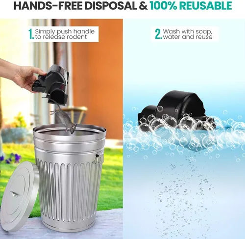 Vista 4 de eXuby Trampas para ratas seguras para mascotas y niños con diseño de túnel - Doble entrada para una mejor tasa de captura - Sin veneno dañino