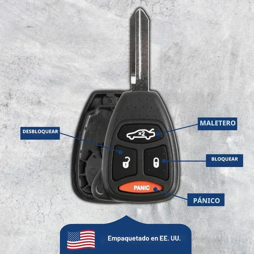 Vista 6 de KeylessOption Carcasa de Reemplazo para Llavero Compatible con Chrysler 300 Aspen 2005 2006 2007 2008 2009, Dodge Charger Durango, Jeep Commander
