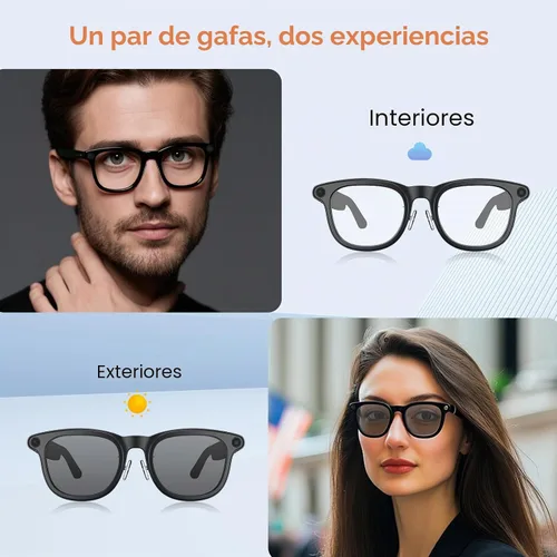 Vista 4 de Gafas inteligentes para cámara AI, gafas de sol de video 4K con estuche de Negro