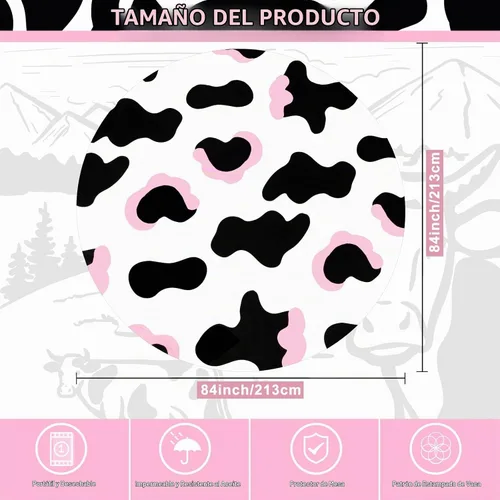 Vista 4 de Oudain - Juego de 3 manteles de plástico con temática de vaca vaquera rosa