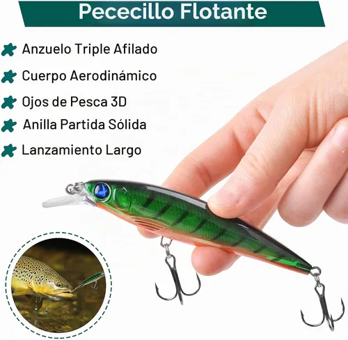 Vista 5 de Señuelos de pesca duros Crankbait Minnow Suspender Jerkbait Rattle Swimbait 5.1 in - 10 piezas