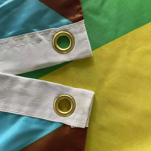 Vista 5 de Jayus Bandera de arco iris de doble cara inclusive Progress Pride de 2 x 3 para exteriores, banderas de arcoíris LGBTQ resistentes con 2 ojales