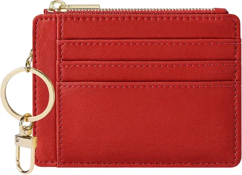 Vista 12 de Sodsay Estuche para tarjetas, cartera delgada con bolsillo frontal, para mujer, sujetatarjetas con llavero Slim, Front Pocket, Credit Card Holder