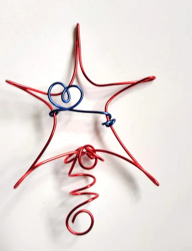 Vista 2 de Estrella de árbol rojo y azul del 4 de julio para árboles navideños con temática de independencia