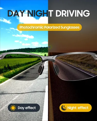 Vista 4 de TJUTR Lentes de sol fotocromáticos polarizados para hombre para conducir de día y noche antirreflejos ideales para condiciones de luz baja a media