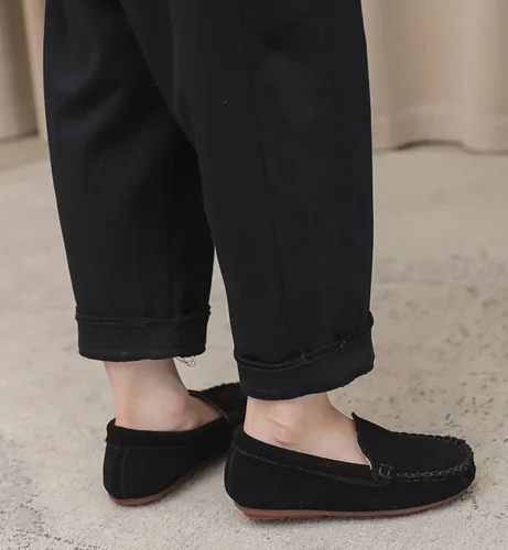 Vista 6 de DADAWEN Mocasines de piel de ante suave para niños y niñas pequeños, zapatos de vestir planos para barco, para boda, iglesia, zapatos Oxford