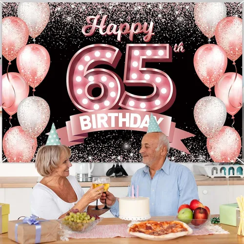 Vista 177 de Cartel de feliz cumpleaños décimo oro rosa, telón de fondo, saludos a 10 años, globos de confeti, decoración temática para niñas de 10 años