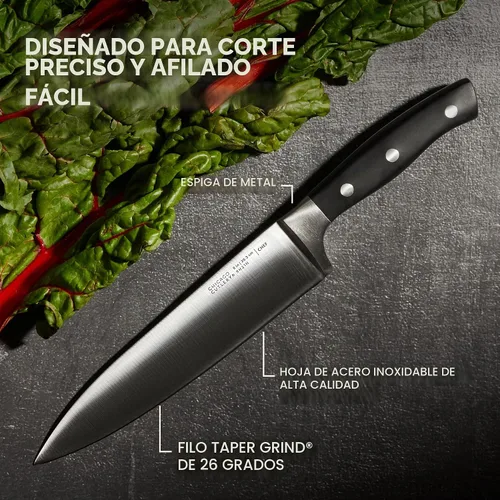 Vista 5 de Chicago Cutlery Insignia Triple Rivet Poly (18 piezas) Juego de bloques de cuchillos de cocina con bloque de madera y afilador integrado, mangos