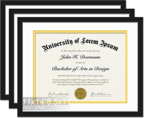 Vista 8 de Fxojyvo Marco de diploma negro 11x14, marco para documentos 8,5 x 11 con alfombrilla o 11 x 14 sin alfombrilla, marco para certificado