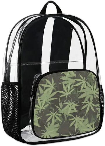 Vista 6 de ZQYLAN Marihuana Clear Backpack Heavy Duty PVC Large Transparent Backpack Marihuana See Through Backpack for Work Travel School Sports College
