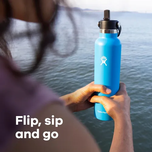 Vista 6 de Hydro Flask - Botella de agua de boca estándar con tapa de popote flexible de 24 onzas, Agave