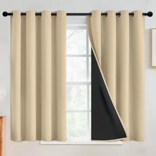 Vista 124 de SimpleHome - Cortinas opacas 100% para recámara, cortinas de ventana con ojales beige, con aislamiento térmico, cortinas de oscurecimiento