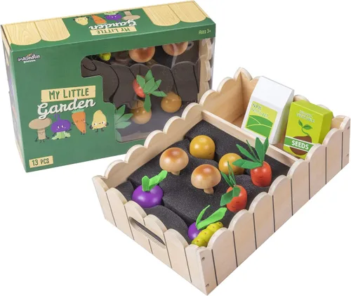 Vista 6 de My Little Garden Cultivo de verduras de madera para niños Incluye zanahorias, remolachas, papas, champiñones, paleta, semillas, fertilizante
