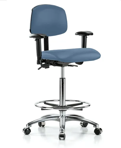 Vista 34 de PERCH - Silla giratoria con ruedas para alfombra o linóleo, cromado, Textil, Tela negra
