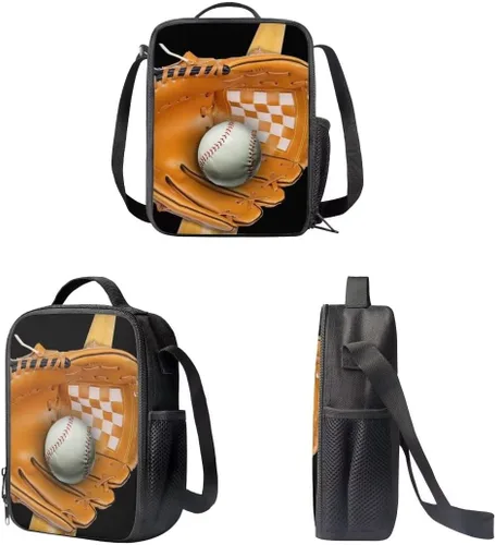 Vista 4 de AmzPrint Mochila ligera de 17 pulgadas para la escuela, mochila kawaii, mochila escolar para niñas, color rosa, Pelota de béisbol, Tamaño único
