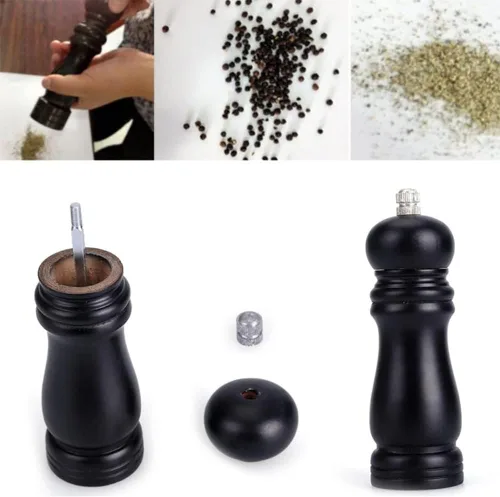 Vista 2 de Molinillo de pimienta de madera, coctelera de sal de madera, molinillo de sal y pimienta, molinillo de grosor profesional manual para especias