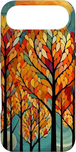 Vista 27 de iPhone 16 Otoño y coloridas hojas y árboles de otoño, funda temática de color de otoño