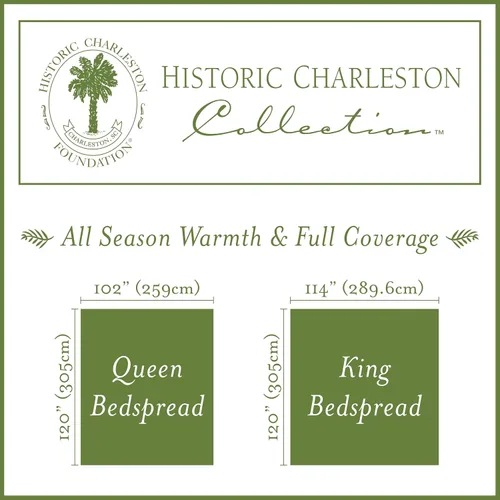 Vista 2 de Colcha Historic Charleston King Charles de estilo granja moderna con diseño floral matelasse, 100% algodón transpirable, tamaño King/California