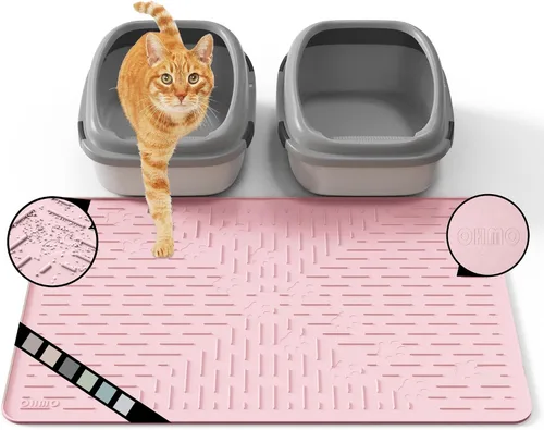 Vista 21 de OHMO Alfombrilla Grande para Arena de Gatos Alfombrilla de Captura Premium Goma de Silicona 31.5 x 23.6 pulgadas Gris Ceniza, Alfombrilla para Caja
