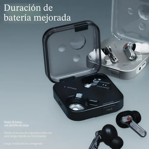 Vista 6 de Nothing Ear (3) Auriculares inalámbricos Super Mic 45dB Cancelación activa de ruido híbrida Bluetooth Auriculares Hi-Res 6 micrófonos, refuerzo