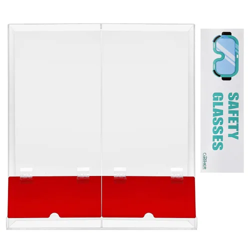 Vista 3 de CiaoHER Dispensador de gafas de seguridad de acrílico para montaje en pared, 2 compartimentos