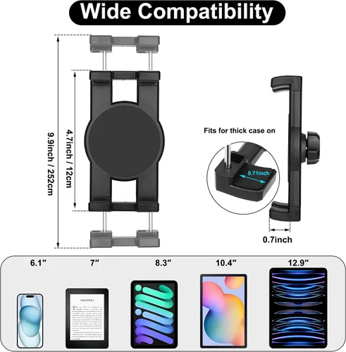 Vista 6 de Soporte para tablet para salpicadero de automóvil, soporte para iPad, cuello de cisne, parabrisas fuerte con ventosa para tabletas de 4.5 a 12.9