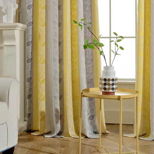 Vista 27 de VOGOL - Cortinas de 2 paneles con ramas bordadas de lino sintético con ojales, cortinas para dormitorio/sala de estar, paneles de tratamiento
