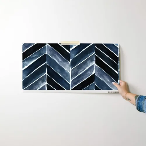 Vista 7 de Spoonflower Papel pintado de grado comercial Swatch - Papel pintado Chevron Indigo Blue Herringbone Papel pintado tradicional Sample 12" x 24