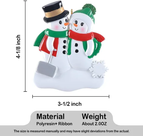 Vista 7 de Adorno familiar personalizado 2025, adornos familiares únicos, pala de muñeco de nieve, decoración de fiesta, adornos de Navidad de pareja de muñeco