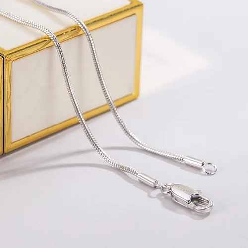 Vista 6 de Dankadi Collar de Cadena de Serpiente Mágica de Plata de Ley 925 para Mujeres - Collar de Cadena de Serpiente Sólida de 1,2 mm para Hombres Plateado