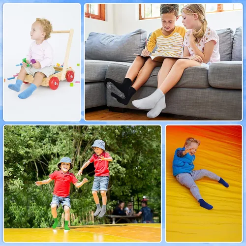 Vista 2 de GRPSKCOS Calcetines para bebés con agarre, 9 pares de calcetines antideslizantes para niños