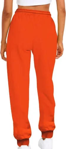 Vista 3 de Pantalones deportivos de forro polar para mujer, holgados, casuales, de cintura alta, para entrenamiento, atléticos, con parte inferior de cincha