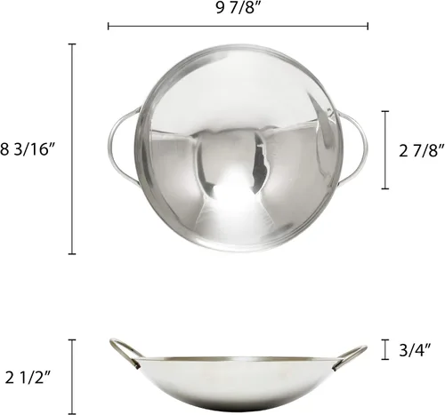 Vista 2 de Thunder Group Wok de acero inoxidable, 8 pulgadas