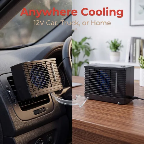 Vista 6 de Ventilador de aire acondicionado para automóvil, enfriador de aire acondicionado de 12 V CC, enfriador de aire portátil, mini enfriador de aire