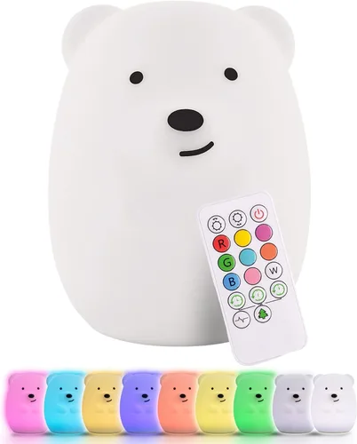 Vista 15 de Lumipets Pepper The Puppy Dog - Luz nocturna de silicona blanda para niños Bonita luz nocturna con control remoto y control táctil