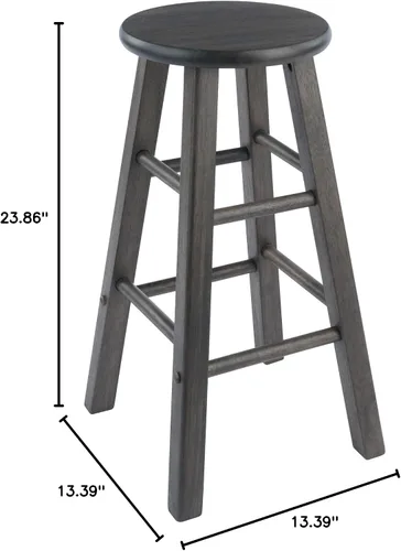 Vista 3 de Ergode Juego de taburetes de madera para mostrador, color gris ostra, juego de 2 piezas, madera maciza, capacidad de peso de 220 libras, estable
