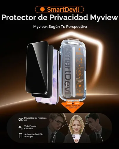 Vista 3 de SMARTDEVIL Protector de pantalla de privacidad para iPhone 17 Pro con protector de lente de cámara, vidrio templado inastillable