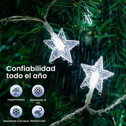 Vista 4 de HEYFUNi Guirnalda de luces de estrella USB y funciona con pilas, 16 pies, 50 luces LED con control remoto, 8 modos, 4 brillo y velocidad, luces