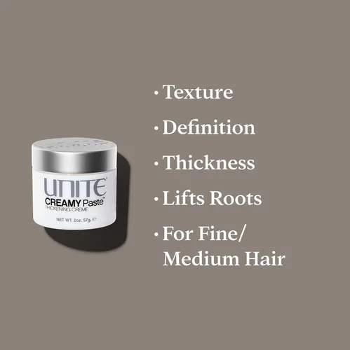 Vista 3 de UNITE Pasta cremosa para el cabello, pasta de peinado versátil para textura, definición y fijación construible, añade grosor y separación