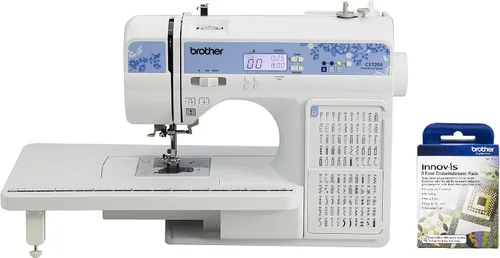 Vista 13 de Máquina computarizada Brother CS7205, 150 puntadas integradas, 1 fuente, mesa ancha, 11 pies de costura, color blanco