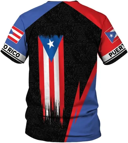 Vista 4 de Woseprints - Camiseta de Puerto Rico con nombre personalizado 3D, camiseta de Puerto Rico para hombres y mujeres, camiseta con la bandera de Puerto