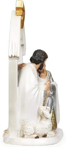 Vista 5 de Joseph's Studio by Roman - Figura de Santa Familia dorada y marfil, 9.75 pulgadas de alto, resina y piedra, decorativa, colección, duradera, duradera