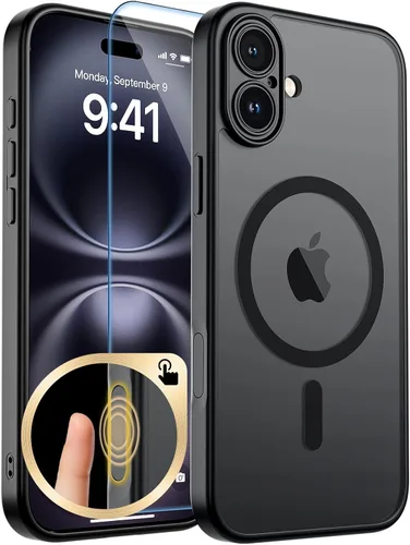 Vista 29 de zapica Funda magnética para iPhone Air, con protector de pantalla de vidrio templado, compatible con MagSafe, translúcida mate, a prueba de golpes