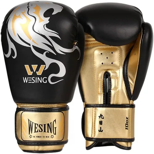 Vista 2 de Wesing - Guantes de boxeo de grado profesional para mujeres y hombres, guantes de entrenamiento de gel para kickboxing, guantes de entrenamiento