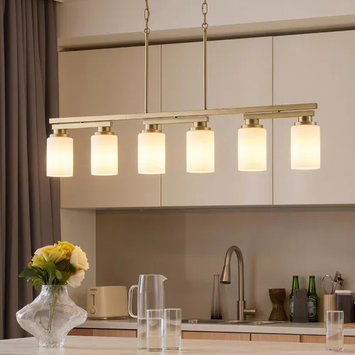Vista 18 de 4 lámparas de isla de cocina y accesorios de iluminación de comedor de granja sobre mesa, colgante rústico ajustable para techo - Diseño giratorio