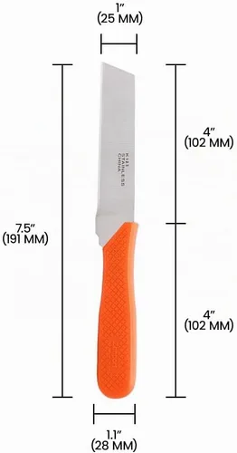 Vista 4 de Zenport Cuchillo de procesamiento de alimentos K123, patata de semilla, hoja de acero inoxidable de 3.75 pulgadas, naranja