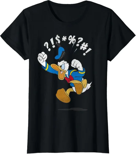 Vista 34 de Disney Mickey And Friends - Camiseta vintage de Donald Duck Angry Jump, Negro