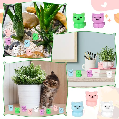 Vista 4 de 50 piezas de mini gatos de resina, figuras de gato en miniatura, lindas figuras de gatos pequeños, pequeños animales de resina, gatos, manualidades